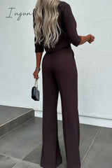 Ingvn - Casual Solid Pocket Half A Turtleneck Half Sleeve Two Pieces