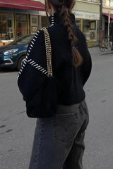 Ingvn - Casual Street Solid Patchwork O Neck Tops