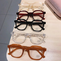 INGVN Fashion Irregular Square Women Optical Glasses Frame Clear Anti Blue-Ray Lens Eyewear Vintage Men Wine Red Champagne Frame