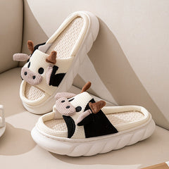 Adorable Womens Cow Print Slippers - Ultra-Soft Platform with Luxurious Plush Lining - Non-Slip Indoor Slides for Year-Round Cozy Comfort