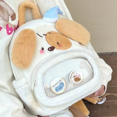 Ingvn Cute Dog Womens Backpack Plush Cartoon Fashion Small Backpack Fluffy Lolita Jk Transparent Harajuku Kawaii Female Ita Bag
