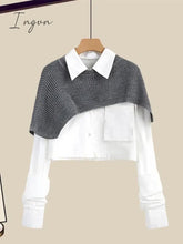 Ingvn - Spring Autumn Large Size Women's Shawl Shirt Three-piece Set+High Waist Knitting Half-body Skirt Set Women Fashion 3 Piece Set