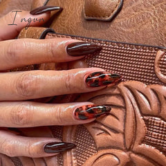Simple French Wearable False Nails Almond Colorful Stripes Colorblock Design Manicure Fake Nails Line Full Cover Press On Nail
