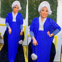 Ingvn - Elegant African Dresses for Women Muslim Fashion Boubou Abayas Robe Dashiki Ankara Lace Outfits Evening Gown Kaftan Maxi Dress
