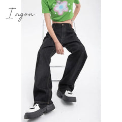 Ingvn - Woman's Jeans High Waist Summer Wide Leg Denim Trouser Baggy Street Chic Design Ladies Casual Black Vintage Straight Jean Pants