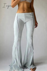 Ingvn - Women Vintage Pants Hippie Low Waist Bell Bottoms Ladies Stretch Flare Trousers Solid Color Summer Fashion Flares