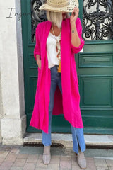 Ingvn - Elegant Simplicity Solid Pocket Cardigan Collar Outerwear