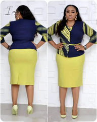 Ingvn - African Clothes 5XL 6XL Plus Size Suit Two Piece Set Women African Dresses For Women Print Top&Pencil Skirt Set Office Lady