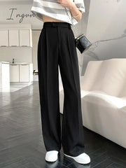 Ingvn - Spring Outfits Pants Women Korean Style Casual High Waist Chic Office Lady Female Elegant Black Straight Suit Pants Trousers Khaki