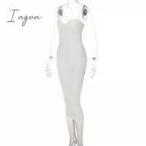 Ingvn - Straps Bodycon Sexy Prom Midi Dress for Women's Summer Elegant Evening Party White Backless Slip Long Dresses Woman Clothes