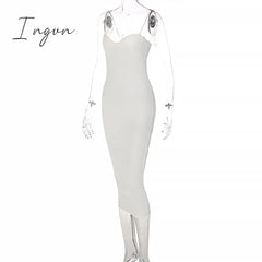 Ingvn - Straps Bodycon Sexy Prom Midi Dress for Women's Summer Elegant Evening Party White Backless Slip Long Dresses Woman Clothes