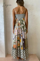 Ingvn - Sexy Bohemian Print Patchwork Sling Dress Dresses