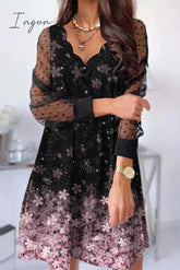 Ingvn - Sweet Elegant Floral Lace V Neck A Line Dresses(5 Colors)