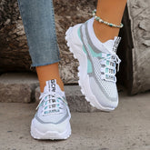 Women's Colorblock Knitted Sneakers, Stylish Breathable Low Top Running Trainers, Comfy Outdoor Sports Shoes plus size