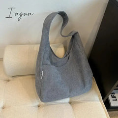 Ingvn - Canvas Shoulder Women's Tote Bag Corduroy Simple Casual Large Capacity Designer Handbags For Women Travel Solid Shopper Bag