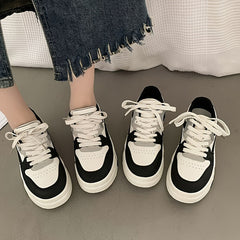 Trendy Women's Low Top Colorblock Skate Shoes, Lace Up Casual Sneakers for Outdoor Sports