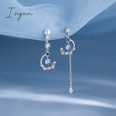 Korean New Light Luxury Zircon Moon Star Asymmetric Stud Earrings For Women Crystal Cloud Pearl Earring Girl Jewelry Gifts