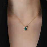 New Fashion Simple Green Black Agate Pendant Necklace for Women Exquisite Stainless Steel Chain Elegant Party Jewelry Gifts