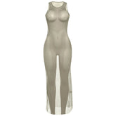 Hottie Coquette Dress Women Y2K Bright Silk Music Festivals Hipster Midnight Sleeveless Hollow Sexy Clubwear Vestidos