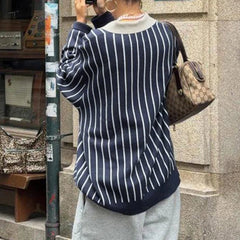 Preppy Style Loose Sweatshirt Y2k Streetwear Patchwork Full Sleeve Turn-down Neck Hoodies Women Casual Vintage Pullovers