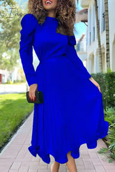 Ingvn - Elegant Solid Patchwork Fold Half A Turtleneck Long Sleeve Two Pieces(5 Colors)