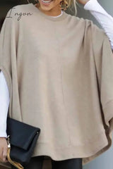 Ingvn - Cape Loose Crew Neck Tops