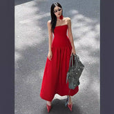 women's clothing summer new temperament elegant pleated design flower waist suspender dress