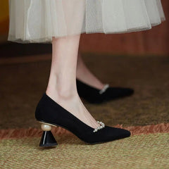 Pointed Toe White Women's Summer Footwear Shoes for Woman Pumps Pearl High Heels Black on Heeled Wedding Bride Shoe 39 Y2k