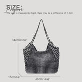 Ingvn - Large Capacity Tote Bags For Women Luxury Designer Handbags And Purses 2024 New In Denim Cloth Embroidery Rhombus Chain Shoulder