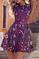 Ingvn - Sexy Bohemian Embroidery Lace O Neck Princess Dresses