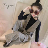 Ingvn - Teenage Girls Clothing Set 12 13 14 Years Spring Plaid Vest T-shirts Pants 3pcs Suit for Girls Clothes Fashion Kids Costume