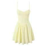 New Women Blue Elegant Party Mini Dresses Sexy Sleeveless Low Waist A-line Summer Dress Lace Up Back Robe