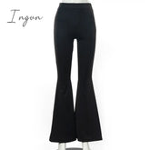 Ingvn - Summer Outfits Grunge 90s Urban Style Boot Cut Pants High Waist Black Vintage Skinny Pants Fashion Indie Casual For Women Trousers