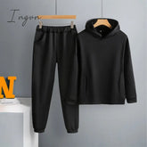 Ingvn - Two Piece Set Casual Fleece Tracksuit Women Winter Women's Sets Oversized Hooded Long Sleeve Hoodie Sport Pants Lady Suit