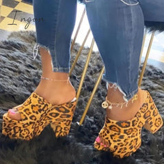 Ingvn - Women's Fashion Ins Style Waterproof Platform Thick Heel Casual Slippers