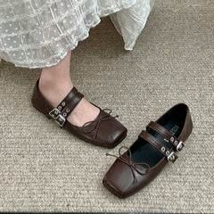 Spring Women Mary Jane Shoes Fashion Square Toe Ladies Comfort Soft Sole Flats Women's Comfort Ballerinas Shoes