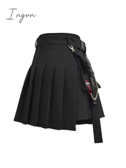 Ingvn - Preppy Style Women Skirts Spring Summer Skirts Female High Waist Lace Up Big Hem Mini Skirt For Girls A-Line Skirt