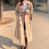 Ingvn - 2023 Spring Woman Long Trench Coat Fashion Korean Streetwear Loose Cloak Casual Elegant Khaki Black Women's Windbreaker Coat New