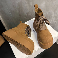 Ingvn Winter Platform Heel Women Ankle Boots Fashion Lace Up Knight Short Booties Designer Botas De Mujer