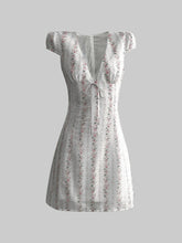 Floral Tie-Front Deep V-Neck Mini Dress