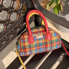 INGVN Fashion Handbag for Women Vintage American Style Plaid Fresh Cute Shoulder Bag New Luxury Designers Zipper Crossbody Bag