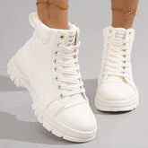 Women's Winter Snow Boots - Casual High-Top, Warm & Comfy with Lace-Up Design, Round Toe, Thick Sole, PU Cover, Rubber Sole