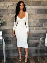 Ingvn - Summer New Personality Fashion Casual Commuting Women's Wear Round Low Collar Long Corset and Knee White Dress