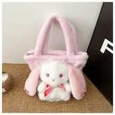 Ingvn Plush Bunny Handbags for Women Cute Fluffy Soft Autumn Kawaii Small Shoulder Bag Lolita Jk Literary Elegant New Female Bag