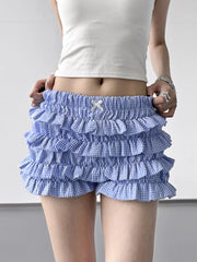 Plaid Ruffled Layered Shorts
