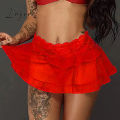 Ingvn - Micro Mini Skirt Club Sexy Wear Sheer See Through Skirts Sexy Women Ice Silk A-Line Pleated Skirt Low Rise Waist Ruffled Skirt
