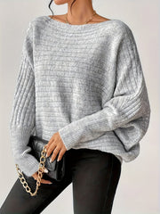 Long Sleeve Ribbed Crew Neck T-Shirt for Spring & Fall, Elegant Women's Clothing