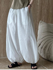 Oversize Women Pure Cotton Pants Summer Loose White Causal Lantern Trousers Fashion New Female Wide Leg Pants