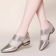 INGVN 2026 Flat lace Shoes Women sexy pointed toe Flats black Women bright Shoes Slip On Ladies Loafers Spring Women hollow out Flats