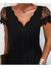 Ingvn - Women‘s Lace Dress A Line Dress Short Mini Dress Black Short Sleeve Pure Color Lace Spring Summer V Neck Elegant Loose 2023 S M L XL XXL XXXL / Party Dress